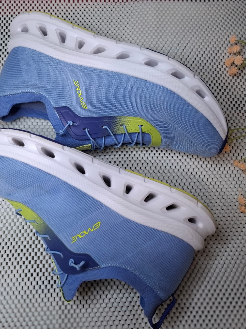 Enove Men’s Breathable Blue Sneakers with Lime Accents